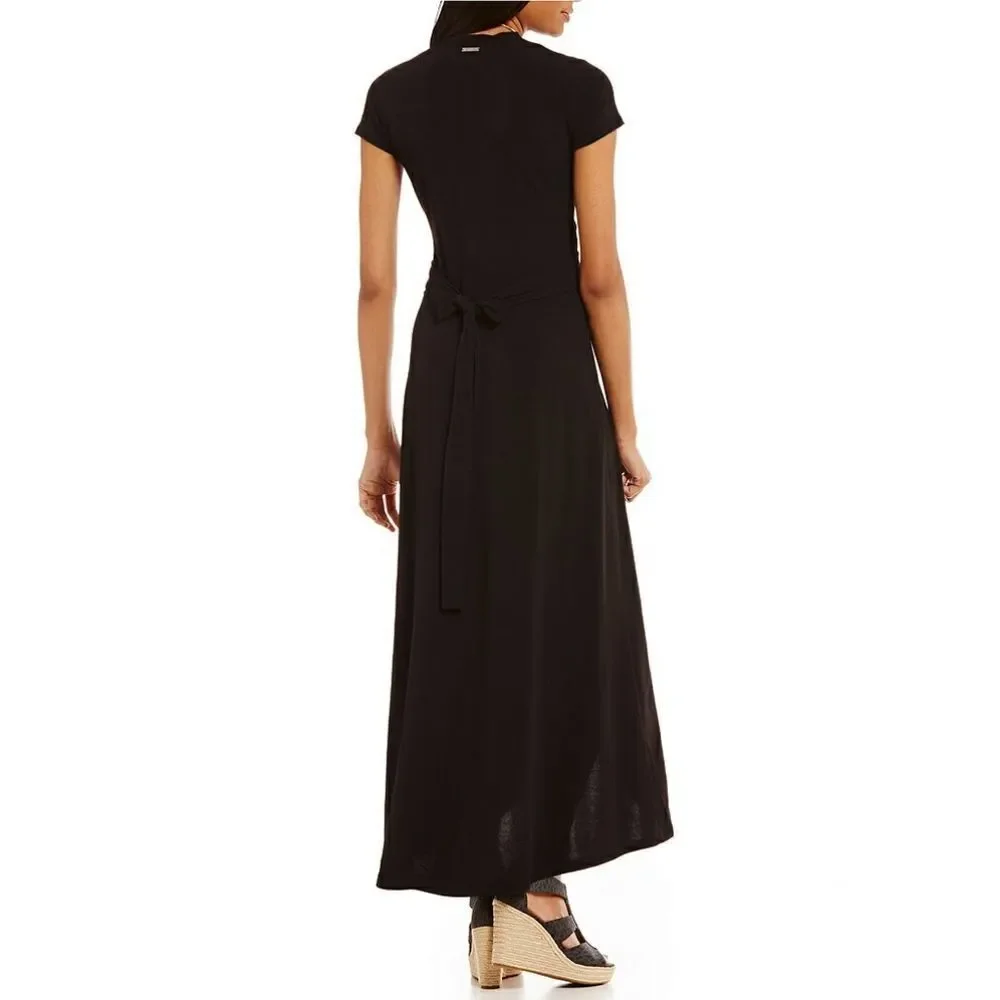 New! MICHAEL KORS Women's High-low Black Wrap Dress V-neck Size 4